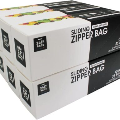 Quart Slider Storage Bags- 150 Count, Featuring Expandable Bottom, Zero BPA, Microwave-Safe(6 boxes of 25)